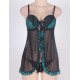 Plus Size Green Fly-Away Babydoll With 3 Front Keyhole