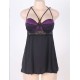 Plus Size Purple Lace Stitching Halter Babydoll