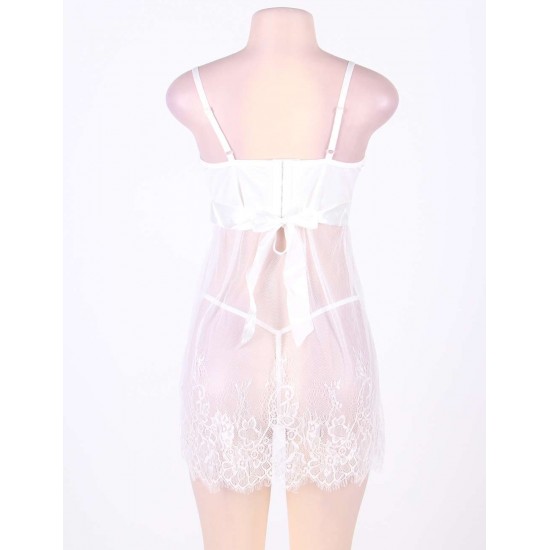 Strappy Sheer Mesh Laced Babydoll