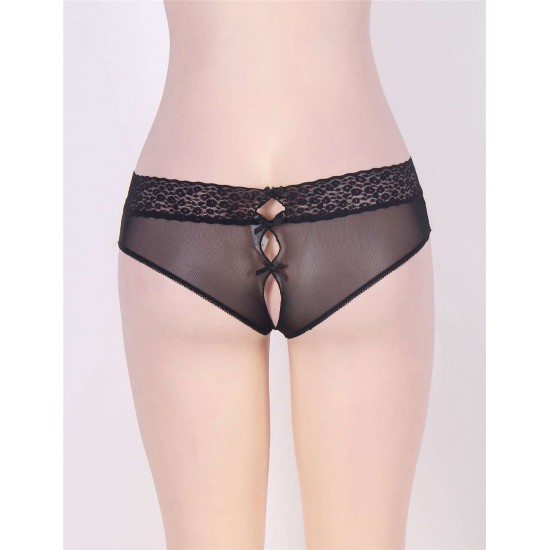 Sexy Holiday Peek A Boo Back Mesh Crotchless Valentines Panty