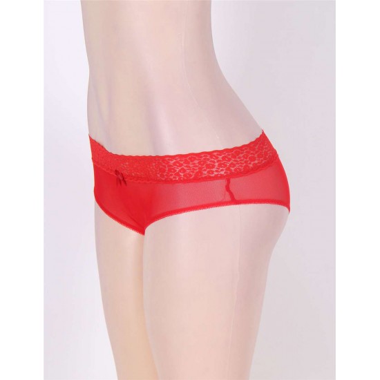 Sexy Holiday Peek A Boo Back Mesh Crotchless Valentines Panty