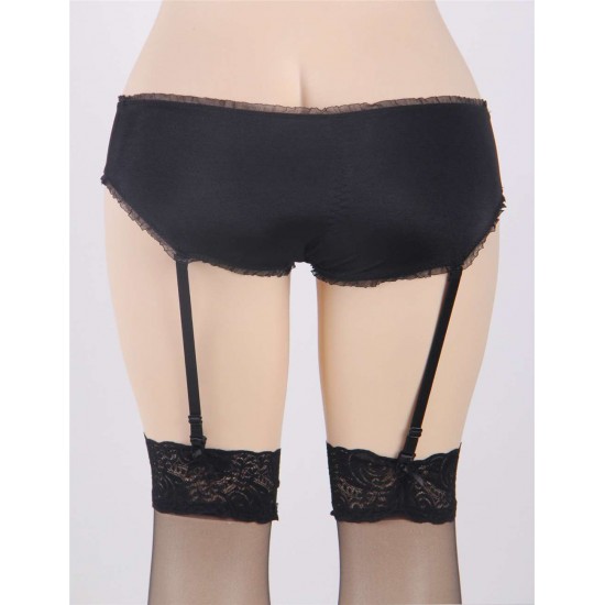 Crotchless Boyshort with Garters