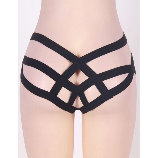 Black Cage Bandage Brief Thong