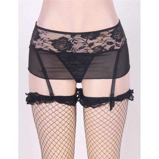 Sexy Lace Mesh Garters Suspenders Fit for Stockings With G-String