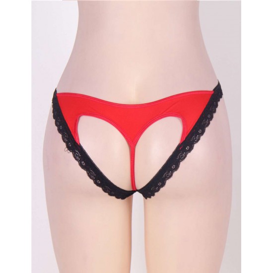 Red Heartbreaker Open Back Lace Trimmed Panty