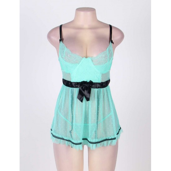 Green Plus Size Open Back Babydoll With Waistband