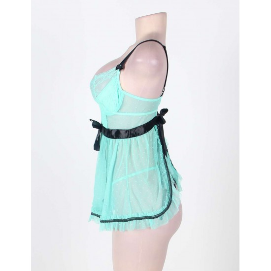 Green Plus Size Open Back Babydoll With Waistband