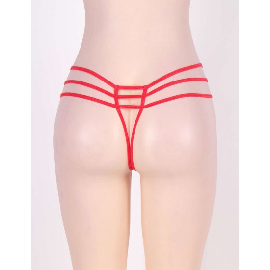 Sexy Red Strappy Crotchless Panty