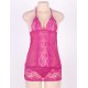 Rosy Red Lace Mesh Babydoll