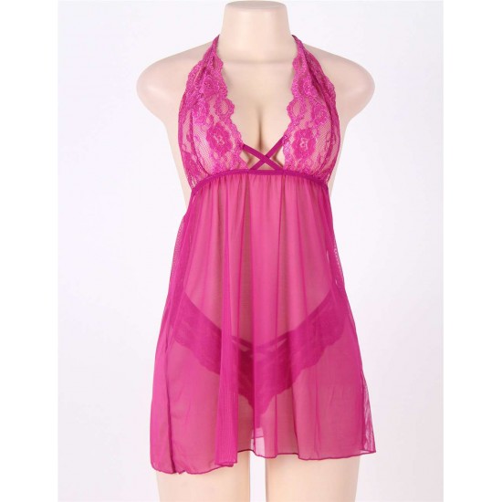 Stretch Mesh and Lace Babydoll