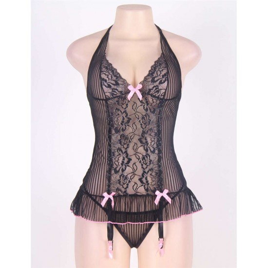 Halter Sheer Lace Chemise