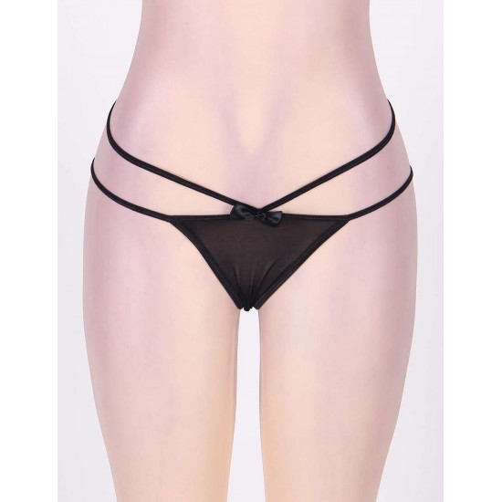 Plus Size Black Transparent Panty