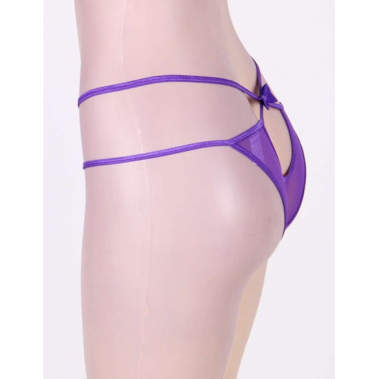 Stunning Purple Double Straps Panty With Bowknot