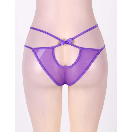 Stunning Purple Double Straps Panty With Bowknot