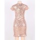 In Stock Rose Gold Sequins V Neck Sexy Dress 