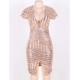 In Stock Rose Gold Sequins V Neck Sexy Dress 