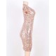 In Stock Rose Gold Sequins V Neck Sexy Dress 