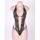 Plus Size Crotchless Black Lace Teddy