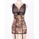 Plus Size Transparent Bra Leopard Print Babydoll