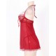 Red Plus Size Halter Open Back Mesh Babydoll