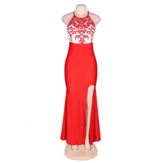 Plus Size Trendy Red Embroidery Gorgeous Dress