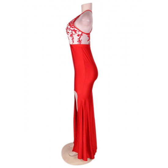 Plus Size Trendy Red Embroidery Gorgeous Dress