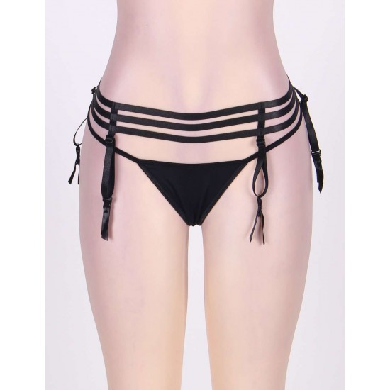 Elasticized Strappy Garter With G-string