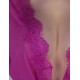 Sheer Lace Trim Purple Robe With Thong