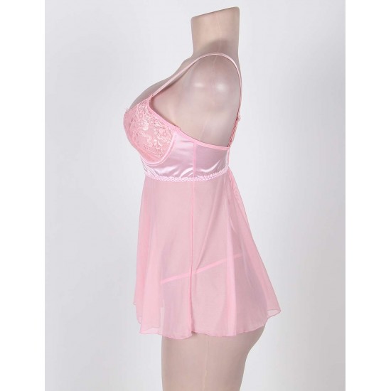 Plus Size Dynamic Pink Cute Dress