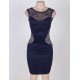 Elegant Blue V-back Ruched Lace Dress