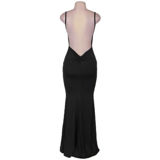 Black Mermaid Backless Floor-length Dress