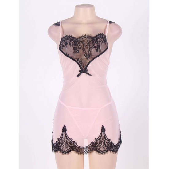 Romantic Plus Size Heart Lace Nightwear