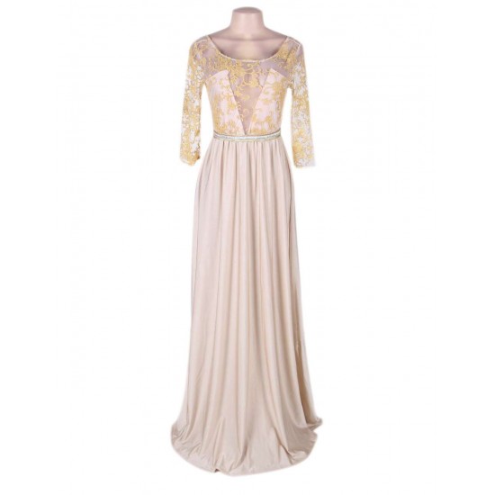 Apricot Transparent Embroidery Gown