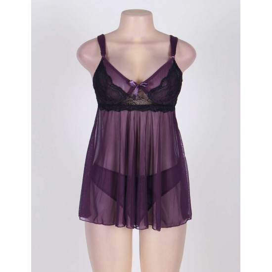 Plus Size Appealing Purple Mini Dress With Straps