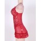 Red Plus Size Transparent Lace Floral Babydoll