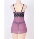 Purple Plus Size Mesh and Metallic Lace Babydoll