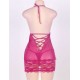 Rosy Plus Size Croch Back Lace Mesh Halter Babydoll