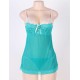 Green Plus Size Sexy Babydoll Set Mesh & Lace