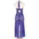 Blue Halter Lace And Mesh Plus Size Babydoll Dress