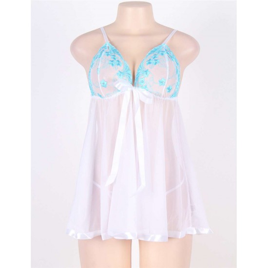 Plus Size Babydoll Set White Melody