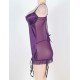 R76155P Purple Plus Size Round Back Babydoll 