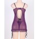 R76155P Purple Plus Size Round Back Babydoll 