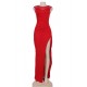 Elegant Red Side Lace Detail Ruched Dress