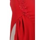 Elegant Red Side Lace Detail Ruched Dress