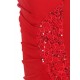 Plus Size Elegant Red Side Lace Detail Ruched Dress