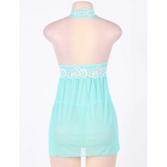 Light Blue Camisole Babydoll And Thong Set