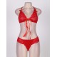 Red Strappy Lace Bra and Panty Set