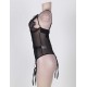 Plus Size Black Eyelash Lace Teddy Lingerie