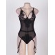 Plus Size Black Eyelash Lace Teddy Lingerie