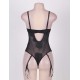 Plus Size Black Eyelash Lace Teddy Lingerie